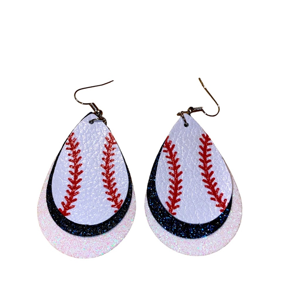 Baseball tear drop earrings